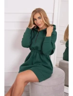 Zateplené šaty s kapucí tmavě zelené
