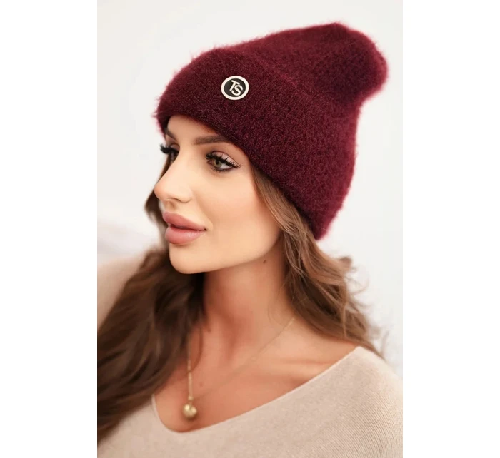 Dámská zimní čepice model 21474863 s ozdobným knoflíkem bordová - K-Fashion Dámská zimní čepice model 21474863 s ozdobným knoflíkem bordová - K-Fashion