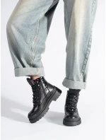 Moderní dámské kotníčkové boty černé platforma Moderní dámské kotníčkové boty černé platforma