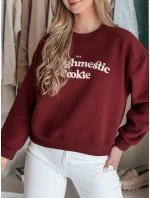 Dámská oversize mikina s potiskem COOKIES vínová FashionStreet BY1445