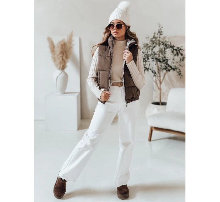 URBANELLE dámská prošívaná vesta světle hnědá FashionStreet TY4971