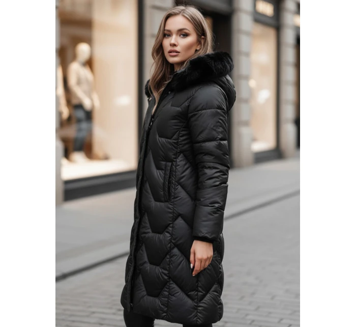 Dámská prošívaná dlouhá bunda černá Dstreet model 21995363 - FashionStreet