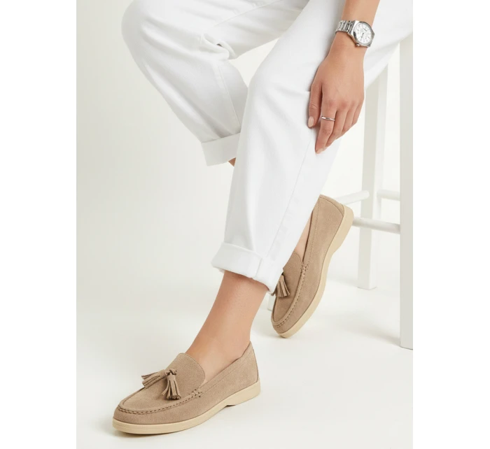 Dámské semišové béžové mokasíny FashionStreet ZY1357