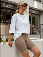 Dámské cyklistické šortky s vysokým pasem béžové FashionStreet SY0574 Dámské cyklistické šortky s vysokým pasem béžové FashionStreet SY0574