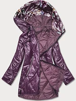 Dámská bunda s ozdobnou kapucí tmavě fialová (B8126-71)