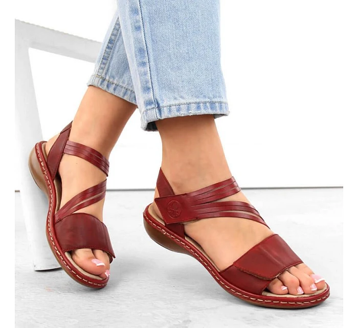 Kožené pohodlné sandály W model 22119032 red - Rieker
