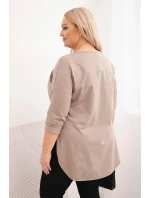 Dámská bavlněná blůza Plus Size s výstřihem do V a ohrnovacími rukávy fango Dámská bavlněná blůza Plus Size s výstřihem do V a ohrnovacími rukávy fango
