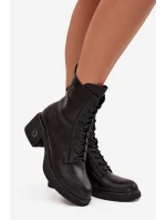 Zateplené dámské kotníkové boty z pravé kůže na klínku Vinceza 66819 Černé