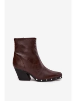 Dámské kovbojské botky Abrielle – na sloupkovém podpatku, hnědé Dámské kovbojské botky Abrielle – na sloupkovém podpatku, hnědé