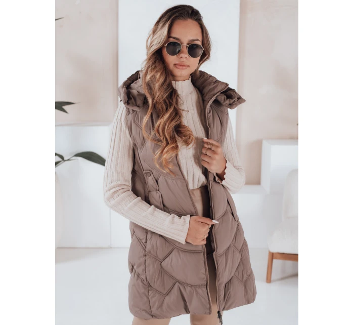 Dámská zateplená prošívaná vesta latte FashionStreet TY5104