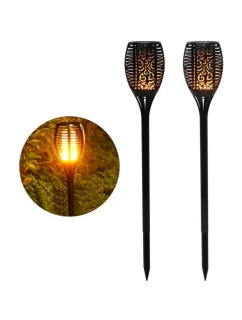 SOLÁRNÍ SVÍTILNA TANČÍCÍ PLAMENY 10X10X79CM 36 LED DIOD