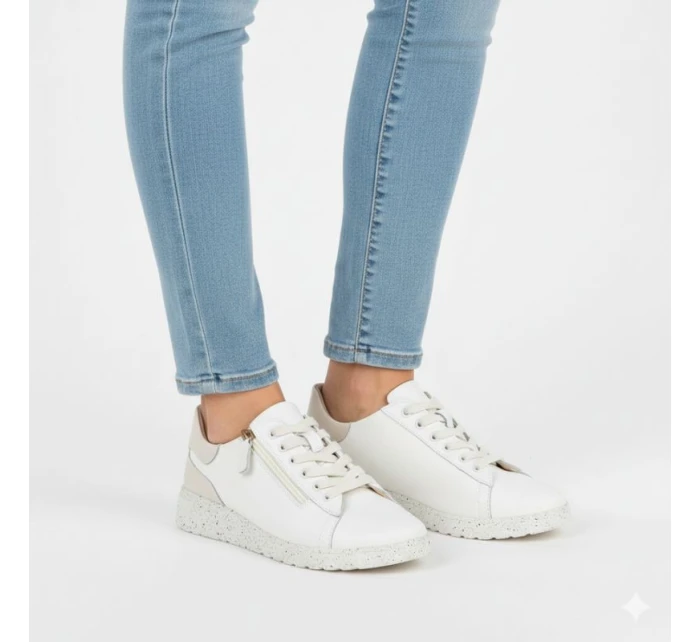 Dámské zvýšené kožené polobotky béžové Jezzi 138