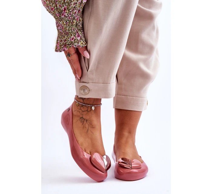 Dámské baleríny se srdcem model 21616923 Růžová - Zaxy