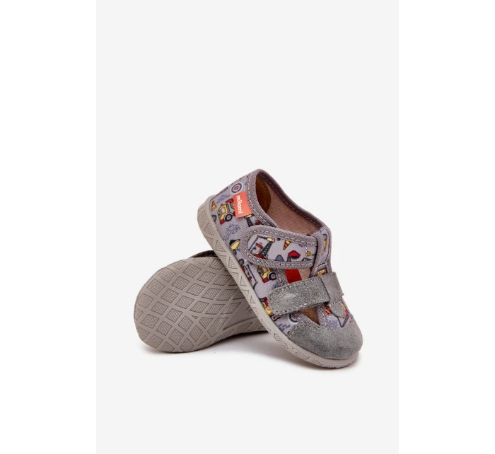 Dětské pantofle na suchý zip šedé model 21705418 - Milami