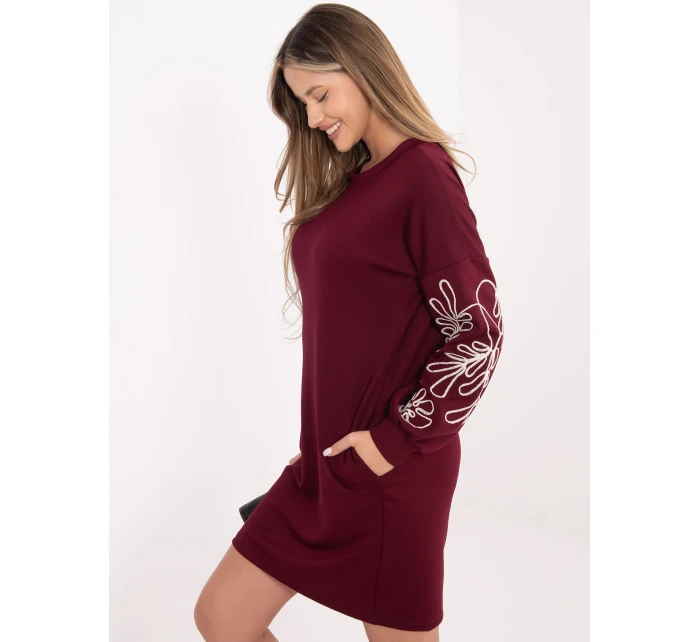 Sukienka RV SK model 21801855 bordowy - FPrice Sukienka RV SK model 21801855 bordowy - FPrice