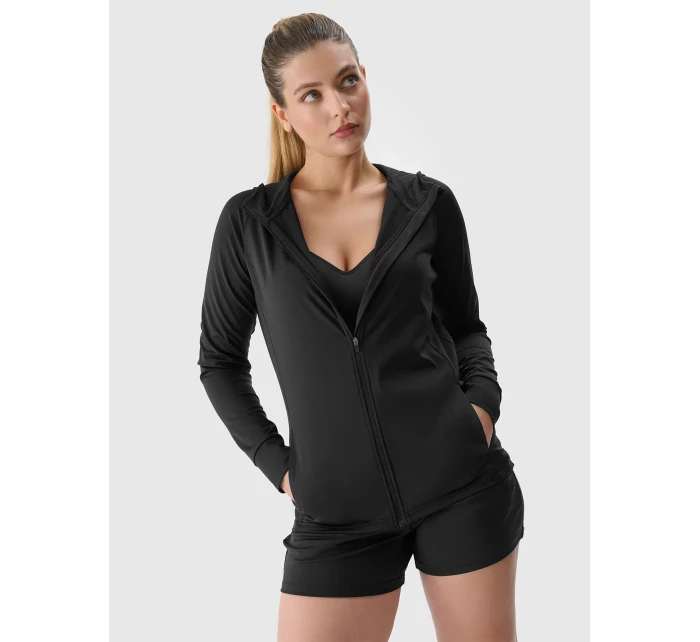 Dámská sportovní rychleschnoucí rozepínací mikina s kapucí 4F - černá Dámská sportovní rychleschnoucí rozepínací mikina s kapucí 4F - černá
