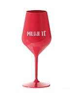MILUJI TĚ - červená nerozbitná sklenice na víno 470 ml