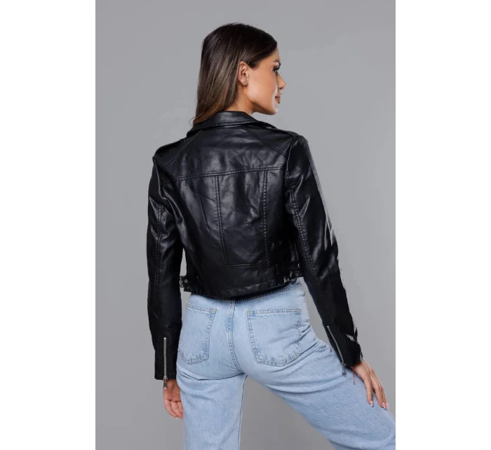 Krátká černá bunda s límcem (11Z8039)