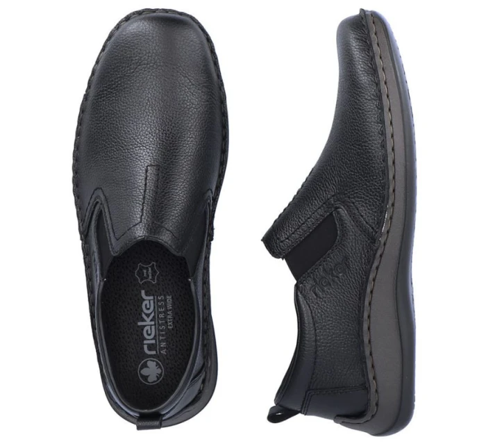 Černá pánská kožená nazouvací obuv Rieker 05264-00