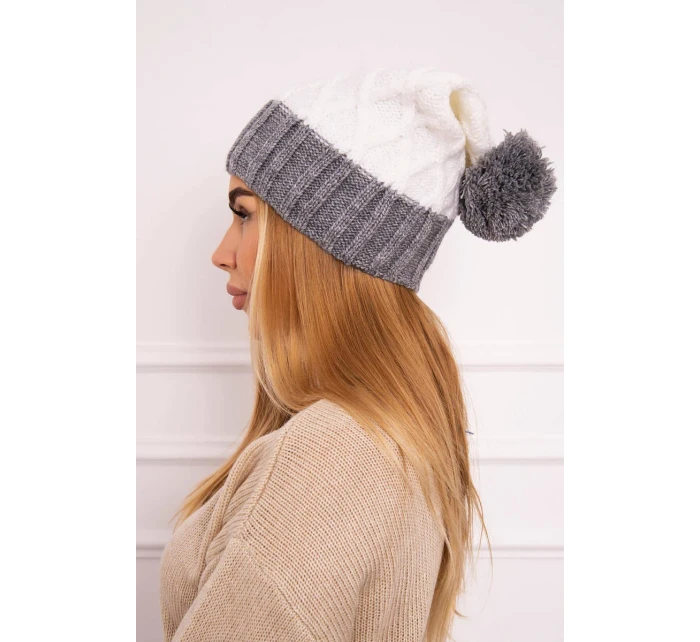 Milano fleecová čepice K203 ecru+grey Milano fleecová čepice K203 ecru+grey