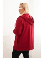Dámská mikina Plus Size bavlněná s kapucí a velkým model 21399817 H bordová - K-Fashion