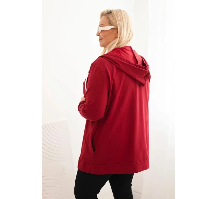 Dámská mikina Plus Size bavlněná s kapucí a velkým model 21399817 H bordová - K-Fashion