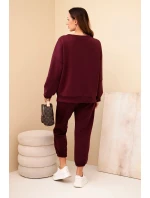 Komplet mikina + kalhoty máslový tmavě bordový