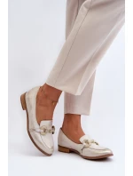 Dámské kožené mokasíny s ozdobou Zazoo 2880 Zlaté