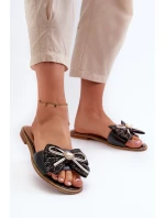 Ploché Dámské Kožené Žabky S Mašlí model 21661567 Černé - Laura Messi