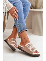 Dámské Pantofle S Přezkami A Kožíškem Béžové Ezilena Dámské Pantofle S Přezkami A Kožíškem Béžové Ezilena