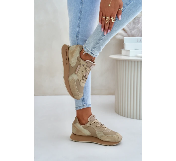 Dámské Kožené Tenisky Big Star OO274564 Hi-Poly System Béžové Dámské Kožené Tenisky Big Star OO274564 Hi-Poly System Béžové