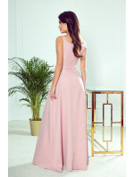 Elegantní maxi šaty na ramínka Numoco CHIARA - růžové