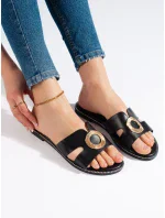 Jedinečné černé sandály dámské bez podpatku Jedinečné černé sandály dámské bez podpatku