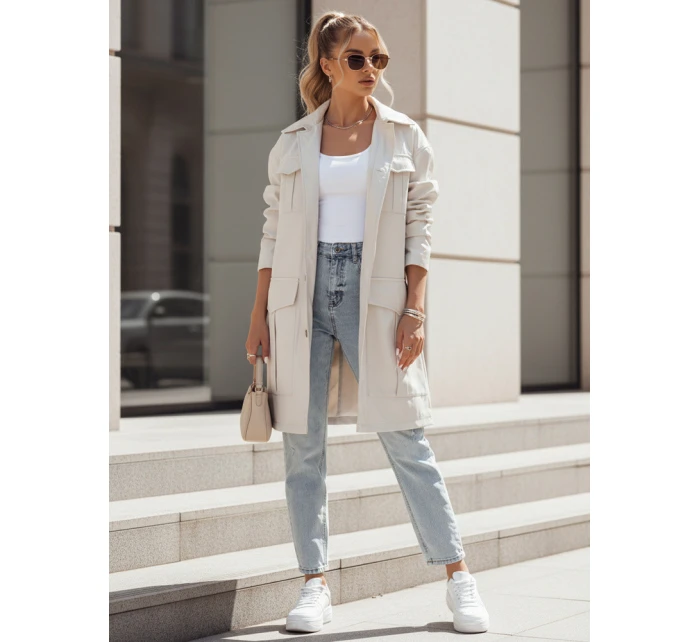 VERMONT dámský přechodový kabát s vázáním světle šedý FashionStreet NY0581