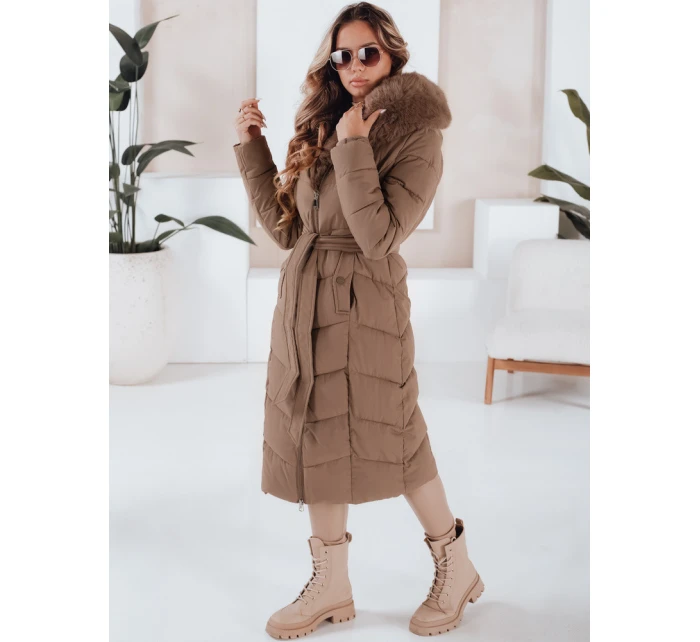 Dámská zimní dlouhá prošívaná bunda s umělou kožešinou FashionStreet TY5086