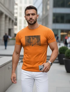 Tshirt męski z nadrukiem pomarańczowy model 22136458 - FashionStreet