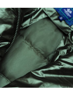 Krátká zelená dámská zimní bunda s ledvinkou (OMDL-018)