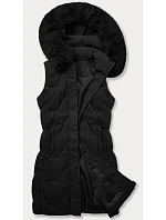 Dámská bunda bez rukávů s kožešinou na kapuci J Style černá (16M9172-392) Dámská bunda bez rukávů s kožešinou na kapuci J Style černá (16M9172-392)