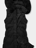 Dámská bunda bez rukávů s kožešinou na kapuci J Style černá (16M9172-392)