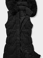 Dámská bunda bez rukávů s kožešinou na kapuci J Style černá (16M9172-392)