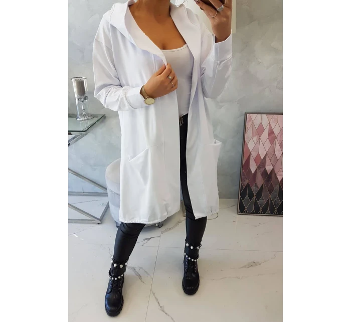 Pláštěnka s kapucí oversize bílá