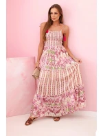 Dámské viskózové šaty na ramínka a gumičku fialka