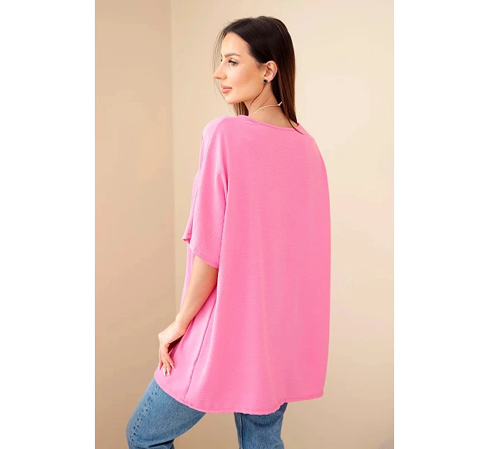 Halenka oversize s přívěskem růžová Halenka oversize s přívěskem růžová