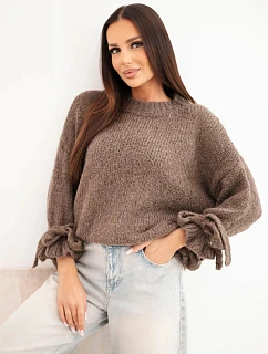 Dámský oversize svetr se model 22358355 na rukávech fango - K-Fashion