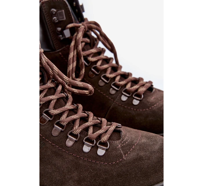 Semišové Zateplené Boty Trapery Pánské Big Star model 21669658 Hnědé - Big Star Shoes Semišové Zateplené Boty Trapery Pánské Big Star model 21669658 Hnědé - Big Star Shoes