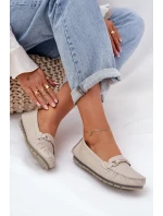 Ploché Kožené Mokasíny S Ozdobou model 21686035 Béžové - S.Barski