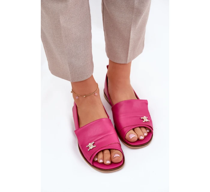 Kožené elegantní baleríny s odkrytými prsty Zazoo 1865 fuchsie