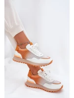 Kožené Sportovní Boty S Dámské  Oranžové model 21691274 - VINCEZA