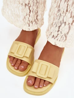 Dámské nazouváky s nízkým podpatkem s přezkou Žluté Melivra