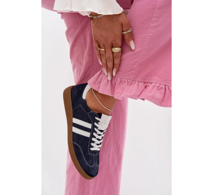 model 22026489 Semišové Nízké Dámské Tenisky Tmavě Modré - Zazoo